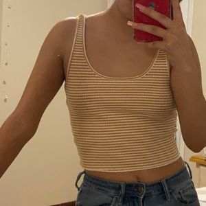 Basic white and yellow stripped crop top